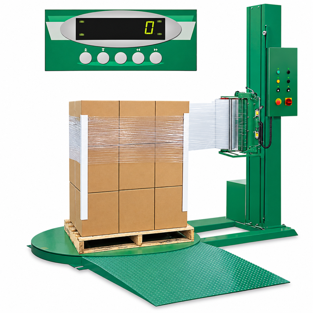 NorthEdge Semi-Automatic Stretch Wrap Machines with Scale