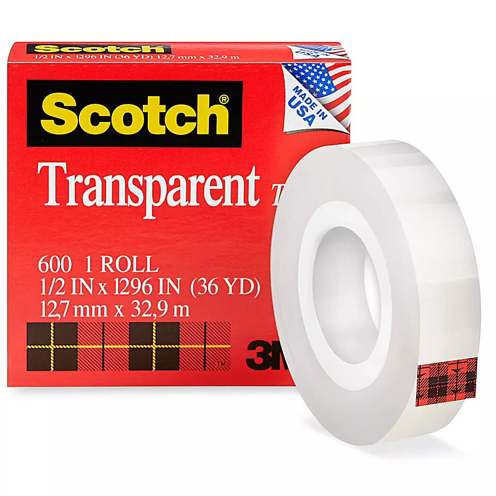 3M 600 Scotch® Transparent Tape - 1/2" x 36 yds