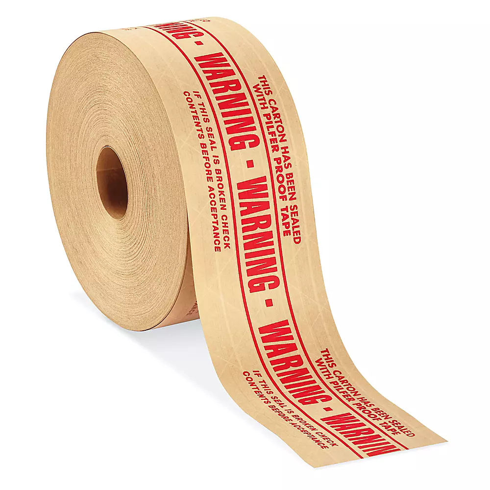 Reinforced Kraft Tape - "Warning - Pilfer Proof", 3" x 450'