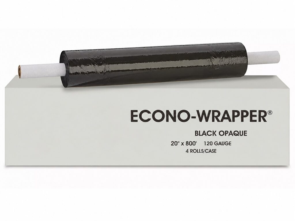 NorthEdge Heavy Duty NED Econo-Wrapper - Black Opaque, 120 gauge, 20" x 800'