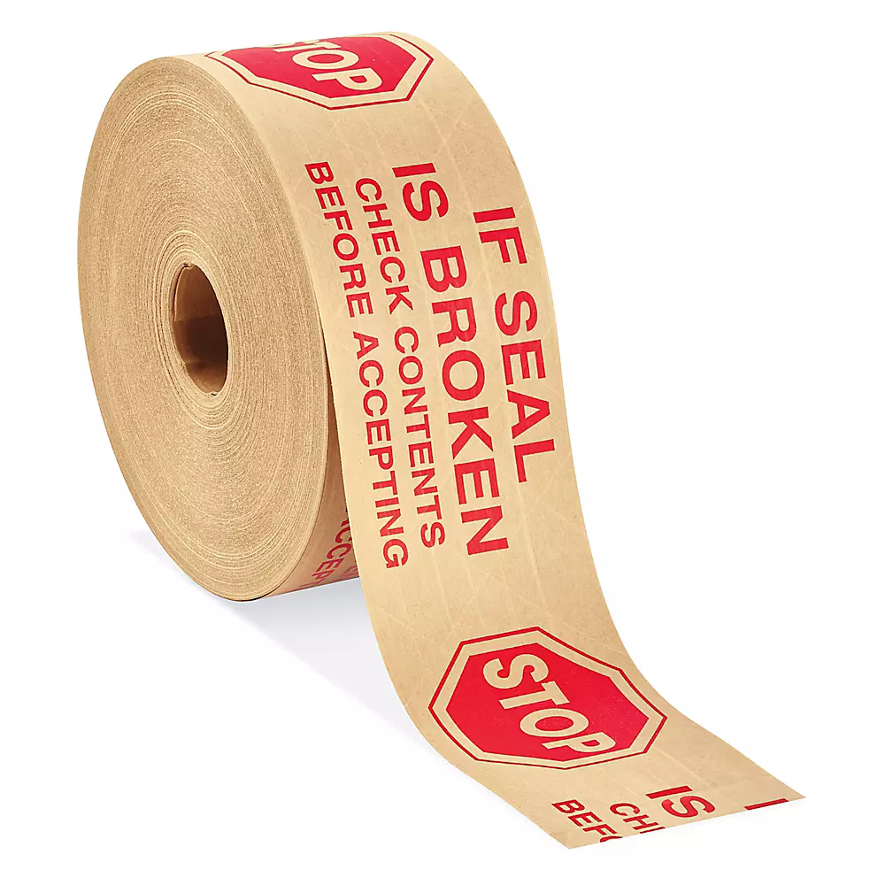 Reinforced Kraft Tape - "Stop - If Seal Is Broken", 3" x 450'