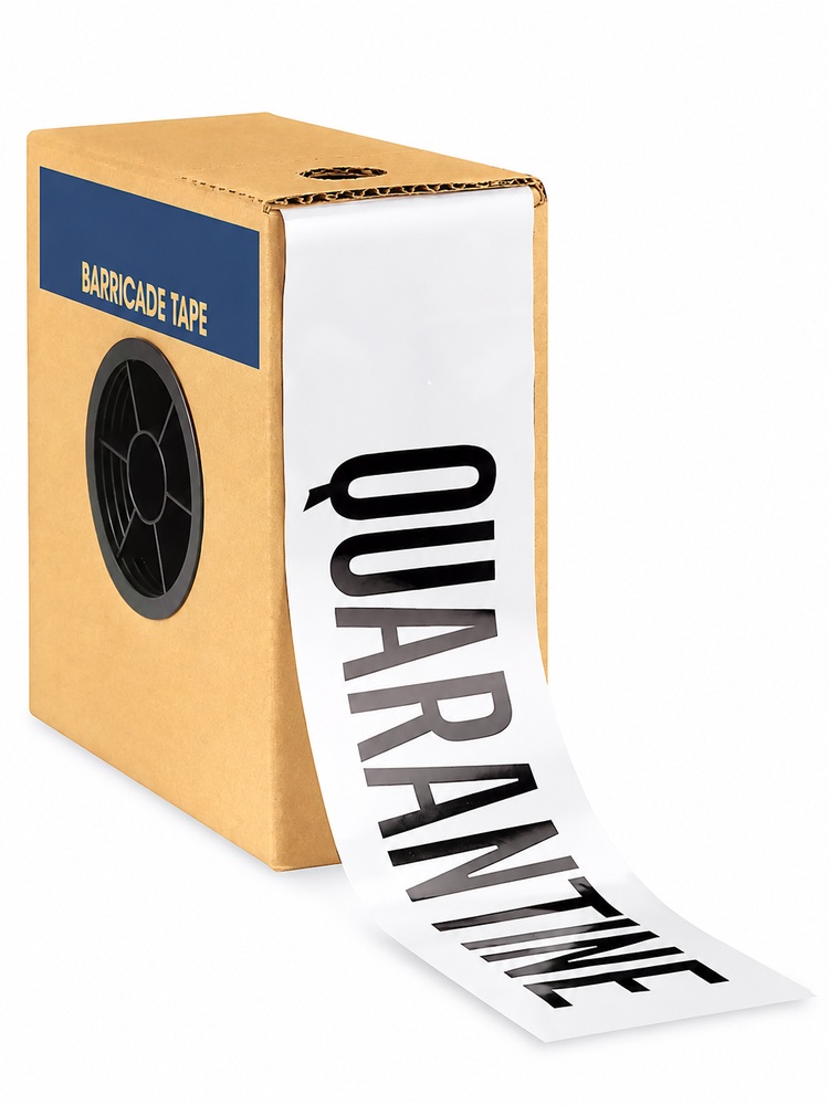 Barricade Tape - 3" x 1,000', "Quarantine"