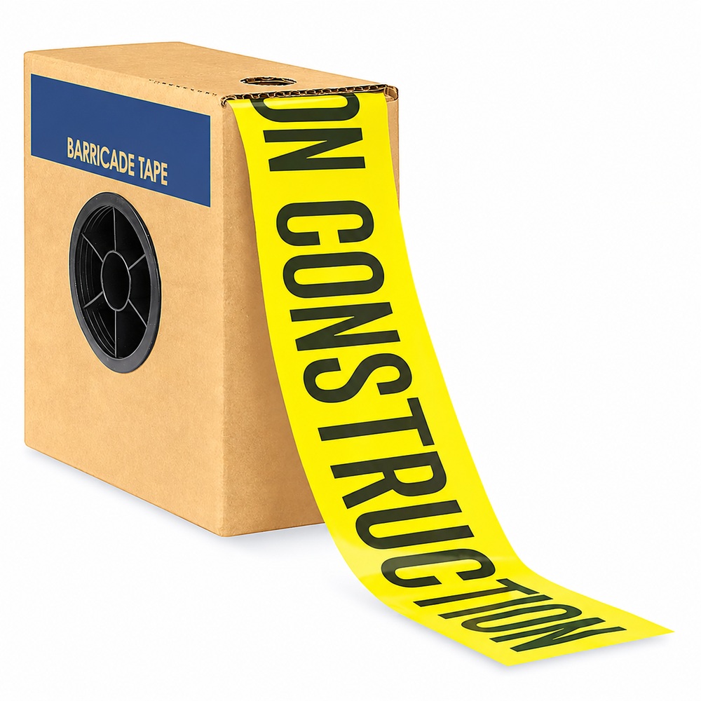Barricade Tape - 3" x 1,000', "Caution Construction Area"