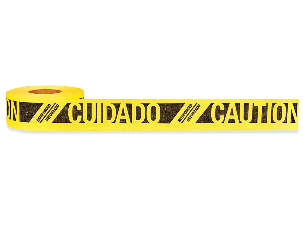 Reinforced Barricade Tape - 3" x 500', "Caution/Cuidado"