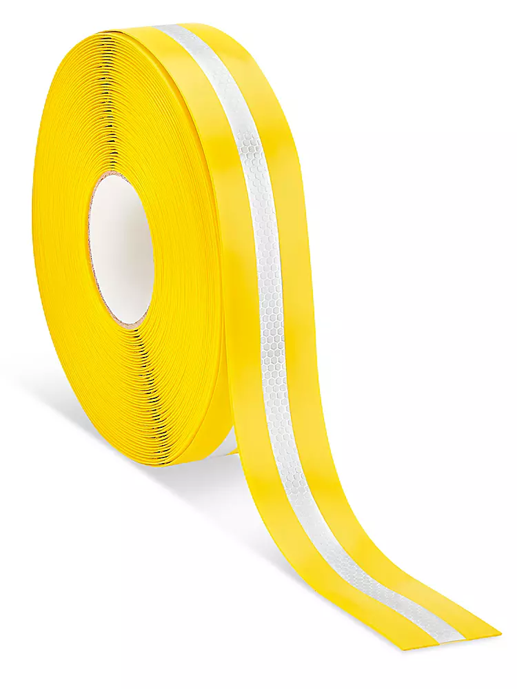 Mighty Line® Reflective Deluxe Safety Tape - 2" x 75', Yellow/Reflective