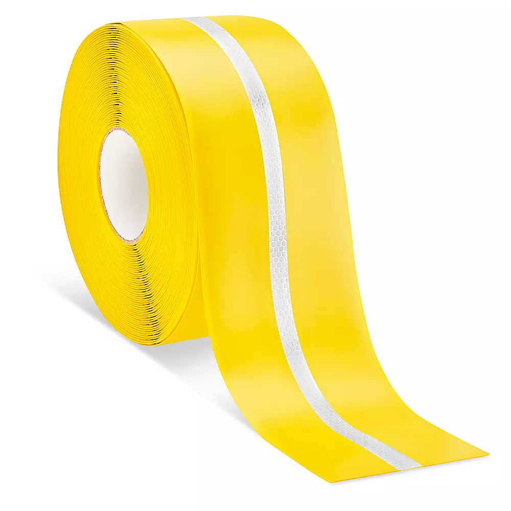 Mighty Line® Reflective Deluxe Safety Tape - 4" x 75', Yellow/Reflective