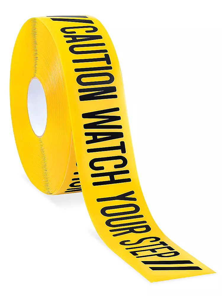 Mighty Line® Deluxe Safety Message Tape - "Caution Watch Your Step", 3" x 100'