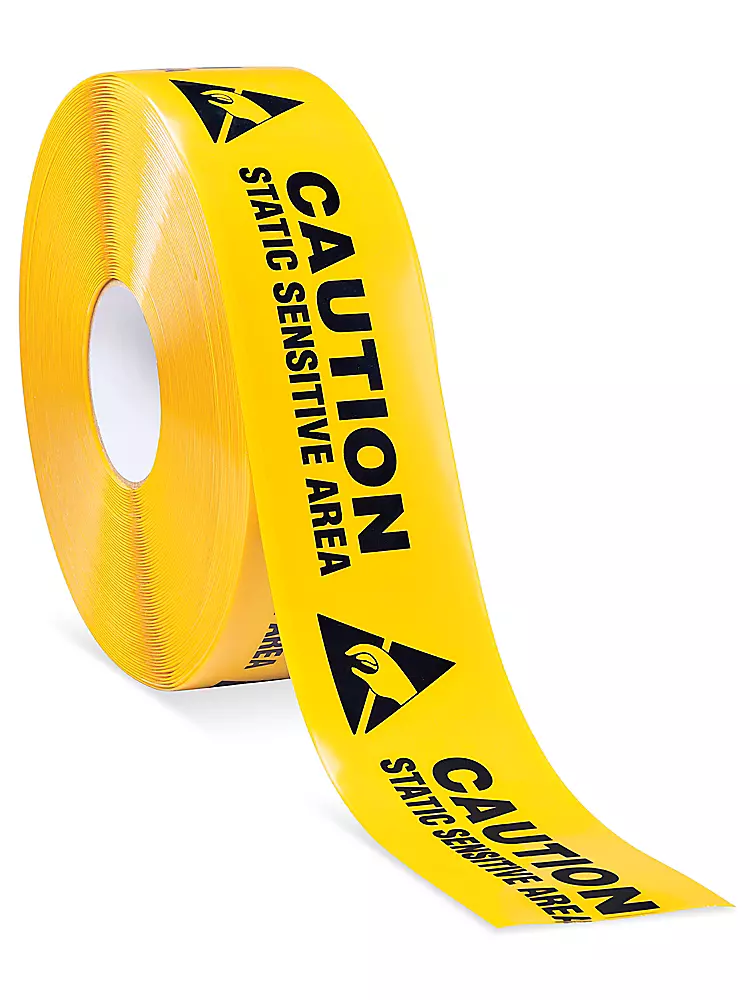 Mighty Line® Deluxe Safety Message Tape - "Caution Static Sensitive Area", 3" x 100'