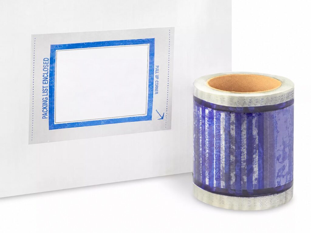 Pouch Tape - "Packing List Enclosed", 5 x 6", Blue