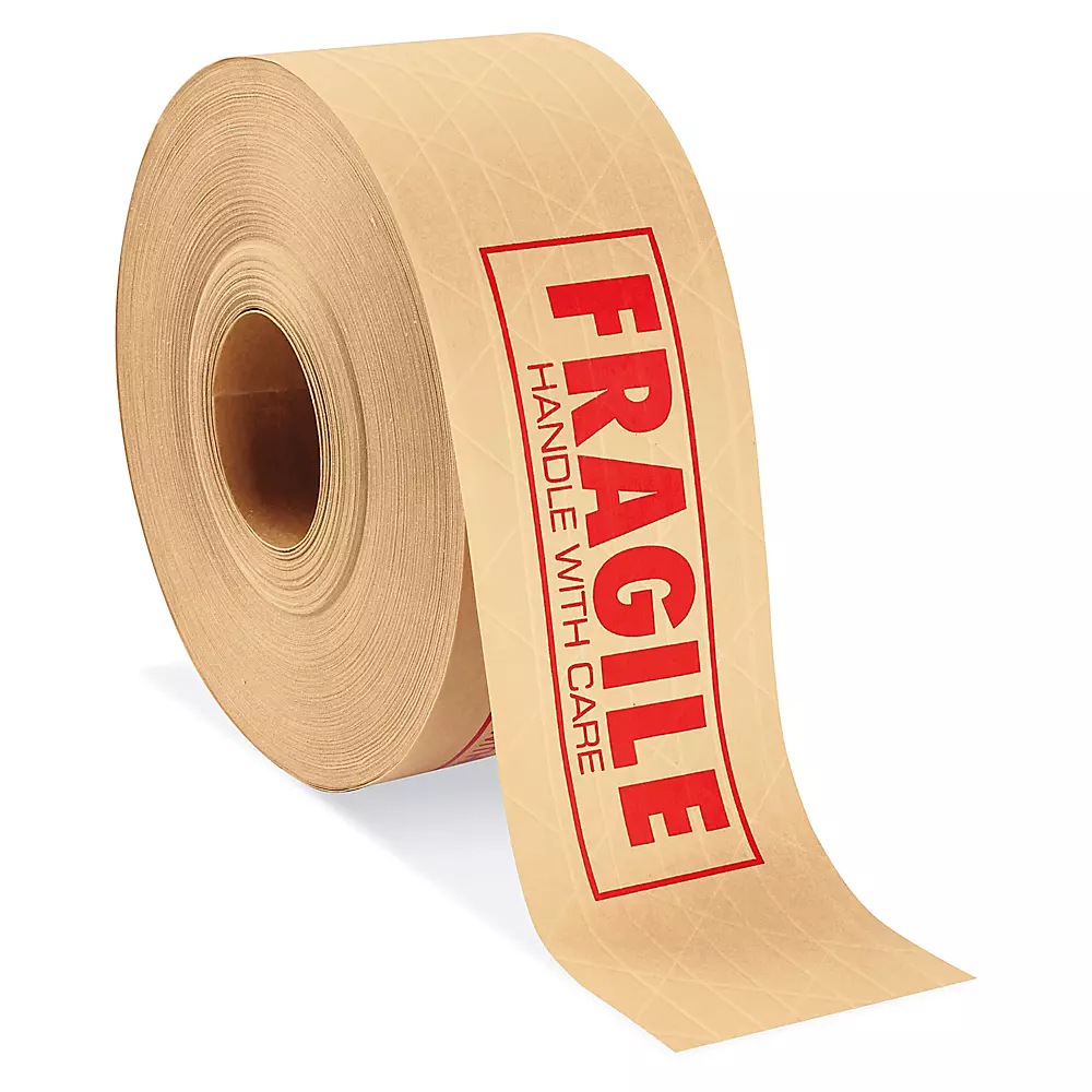 Reinforced Kraft Tape - "Fragile - Handle with Care", 3" x 450'