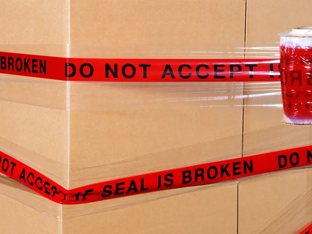 NED Wrappers NED Identi-Wrap - "Do Not Accept If Seal Is Broken", 80 gauge, 5" x 500'