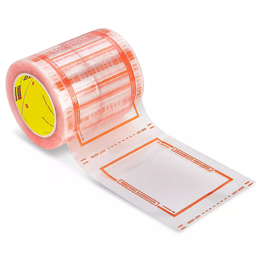 3M 8240 Pouch Tape "Documents Enclosed" - Orange, 5 x 6"