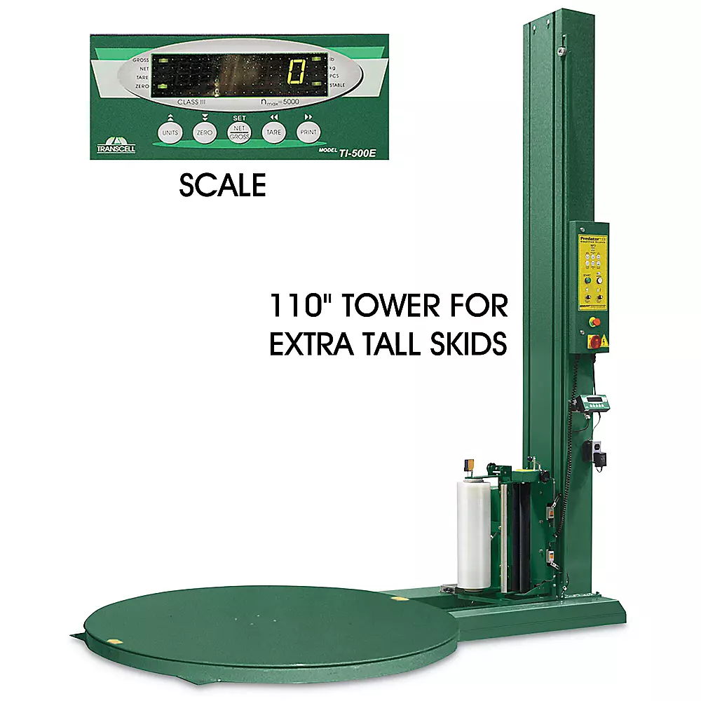 Semi-Automatic Stretch Wrap Machine with Scale - 52 x 52 x 110"