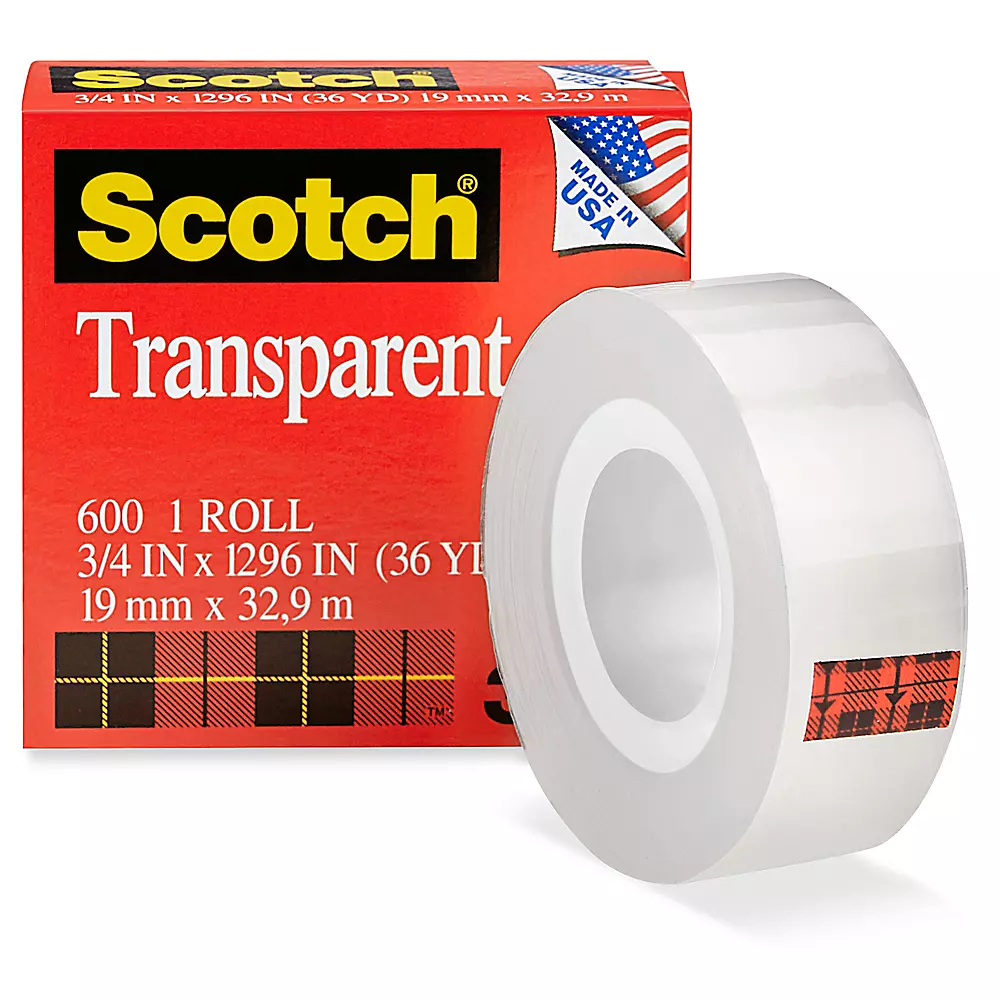 3M 600 Scotch® Transparent Tape - 3/4" x 36 yds